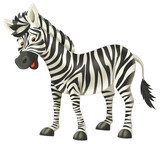 Fototapeta  - cartoon scene with horse like animal zebra happy playing fun isolated illustration for children