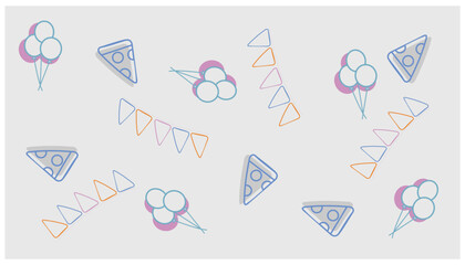 Poster - Vector illustration of a set of elements for the holiday of birthday. cute and fun birthday background. happy and cheerful atmosphere