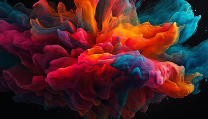 Poster - Vibrant colors mix in abstract motion, creating a futuristic fantasy generated by AI