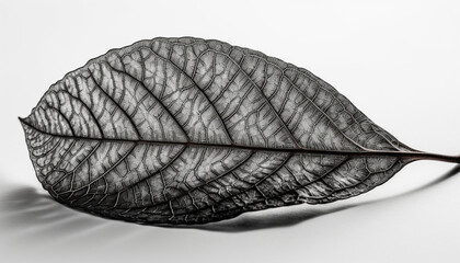 Wall Mural - Organic leaf vein pattern in extreme close up on white background generated by AI