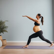Healthy pregnant woman doing yoga physical  exercise 