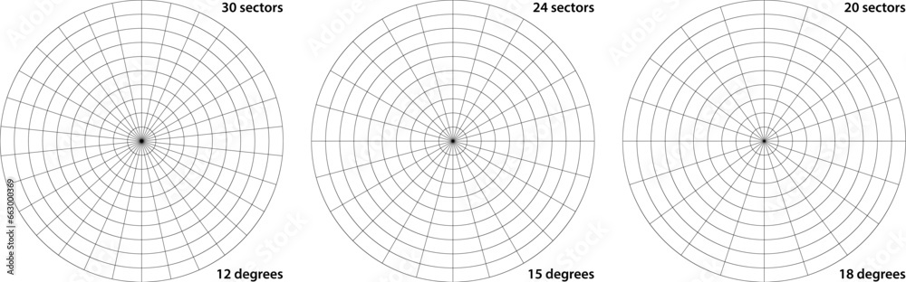 Radar Grid Point Polar grid divided into radial degree 30, 24 or 20 sectors and ...