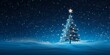 Shimmering Yuletide Greetings: Free Sparkling Blue Christmas Tree E-cards with Gift and Merry Isolated Decoration.