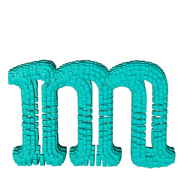 Symbol made of menthol cubes. letter m