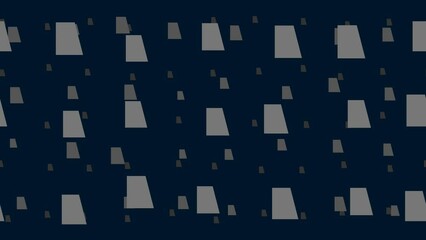 Poster - Trapezium symbols float horizontally from left to right. Parallax fly effect. Floating symbols are located randomly. Seamless looped 4k animation on dark blue background