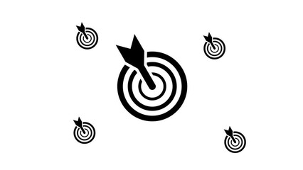 Poster - Zoom in and out animation the goal symbol. Large black symbol in the center and four small symbols around. Seamless looped 4k animation on white background