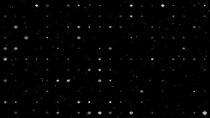 Poster - Template animation of evenly spaced absorbent symbols of different sizes and opacity. Animation of transparency and size. Seamless looped 4k animation on black background with stars