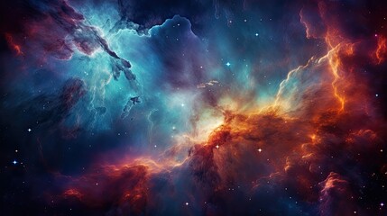 Wall Mural - An image of a colorful cloudy nebula of a cosmic galaxy.
