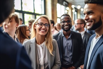 Wall Mural - Diverse business crowd networking