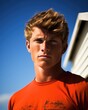 © Justlight - Male, 18 years old, lifeguard His sunkissed skin is adorned with s of freckles, adding to his boyish charm. As a lifeguard, he spends most of his time under the sun, protecting others and