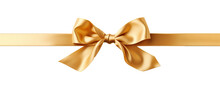 Decorative Golden Bows With Horizontal Gold Ribbon Isolated On Transparent Background