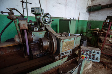 Wall Mural - Old lathe in the metalworking workshop