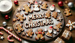 Merry Christmas, Gingerbread Cookies and Festive Decorations
