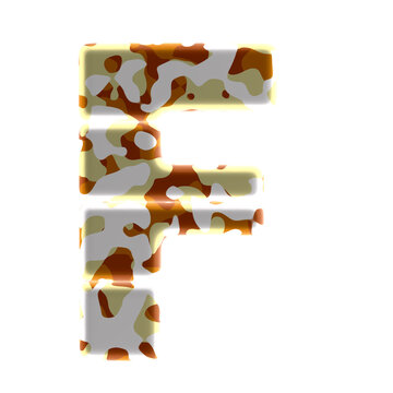 Symbol made of colored spots. letter f