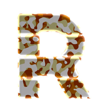 Symbol made of colored spots. letter r