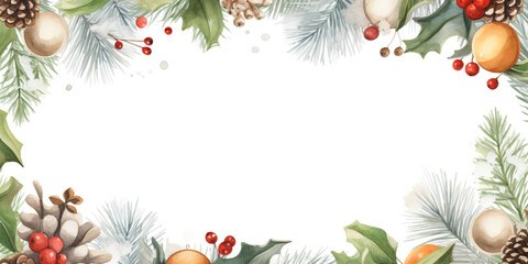 Wall Mural - Wallpaper with christmas elements, christmas frame