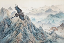 Eagle  Flying In The Top Of The Mountain