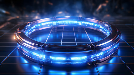 holographic hud circle blue glow 3d illustration
