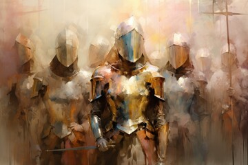 Poster - Noble knights clad in shining armor - Generative AI