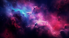 Abstract Space Background. Beautiful Galaxies, Nebula And Stars In Outer Space, Realistic Universe Wallpaper