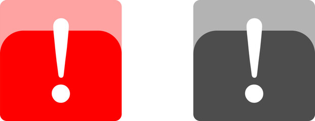 Poster - red and gray monochrome soft square warning or attention caution sign with exclamation mark and 3d s