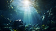 Sunlit underwater cave, A mesmerizing aquatic lair illuminated by sunlight
