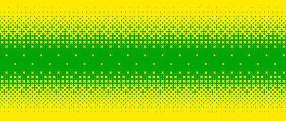 Poster - Pixelated bitmap gradient texture. Yellow and green dither pattern background. Abstract glitchy horizontal pattern. 8 bit video game screen wallpaper. Pixel art retro illustration. Vector backdrop