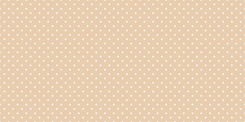 Poster - Polka dot seamless pattern. Beige and white repeated background. Swatch template for textile, fabric, plaid, tablecloths, clothes. Vector wide ecru wallpaper