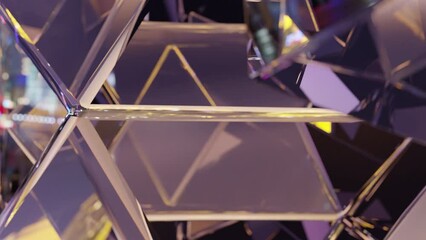 Poster - A modern background with a design of a polygonal crystal. A 3D abstraction of a geometric jewelry surface. Scenes of purple reflection crystals in the background.