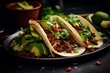 A traditional taco with flavorful beef and avocado. Generative AI