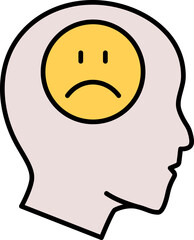 Wall Mural - Sad emoji in human head icon