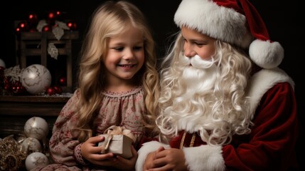 Wall Mural - two children in santa claus clothes