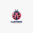 Vector Logo Illustration Ladybug Simple Mascot Style.