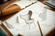 Wingback Designers sketch, develop, and build interior furniture prototypes. design studio idea. Generative AI