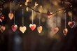 hanging hearts, love symbol. romantic concept. Generative AI