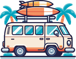 vector camper van svg icon illustration