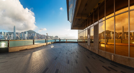 Wall Mural - Panorama of Victoria harbor of Hong Kong city