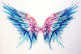 Fototapeta Motyle - Beautiful magic watercolor blue pink wings.