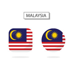 Flag of Malaysia 2 Shapes icon 3D cartoon style.