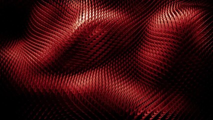 Poster - Dark technological waving surface as crystal grid. Design. Geometric vibrating gradient ripples.