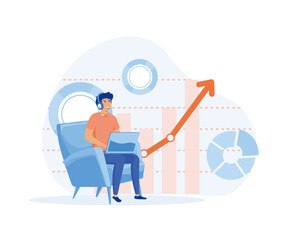 Poster - data scientist job concept, evaluating performance. business analyst creative idea for website, mobi