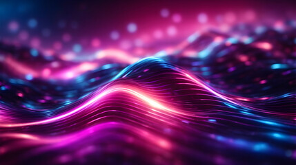 Poster - abstract futuristic background with colorful glowing neon moving high speed wave lines and bokeh lights