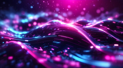 Poster - abstract futuristic background with colorful glowing neon moving high speed wave lines and bokeh lights