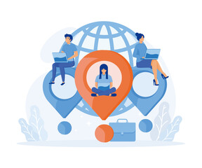 Poster - digital nomad, freedom to work anywhere by using computer with internet, work and travel freelancer.