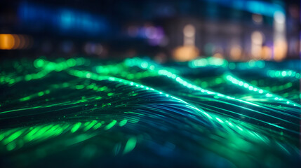 Poster - abstract futuristic background with colorful glowing neon moving high speed wave lines and bokeh lights