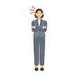 © nagamushi studio - 腕組みをしながら怒る中年女性会社員。フラットなベクターイラスト。A middle-aged female office worker crossing her arms in anger. Flat designed vector illustration.