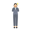 © nagamushi studio - 驚く中年女性会社員。フラットなベクターイラスト。A middle-aged female office worker in surprise. Flat designed vector illustration.