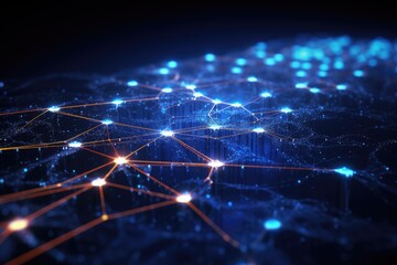 Aufkleber - 3d rendering of abstract digital technology background with connection lines and dots, cyber big dat