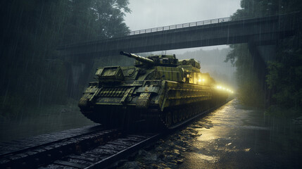 Wall Mural - tank on the road