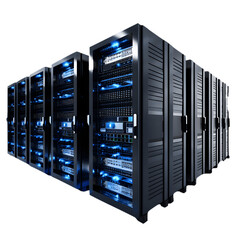 server rack with servers isolated